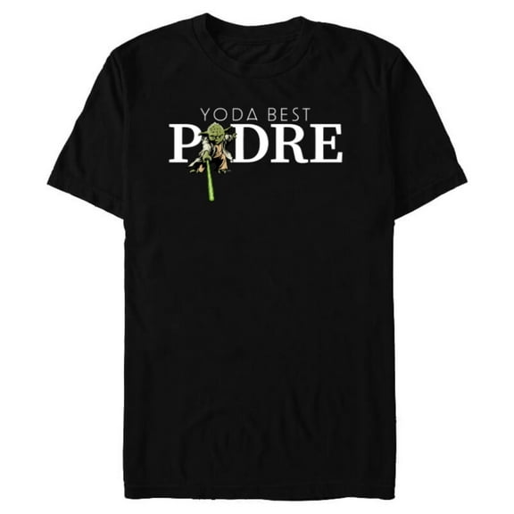 Star Wars Yoda Lightsaber Best Padre Birthday Día del Padre - Short Sleeve Blended T-Shirt for Adults - Customized-Black