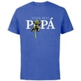 thumbnail image 1 of Star Wars Yoda Lightsaber Best Papá Birthday Día del Padre - Short Sleeve Cotton T-Shirt for Adults - Customized-Royal Heather, 1 of 5