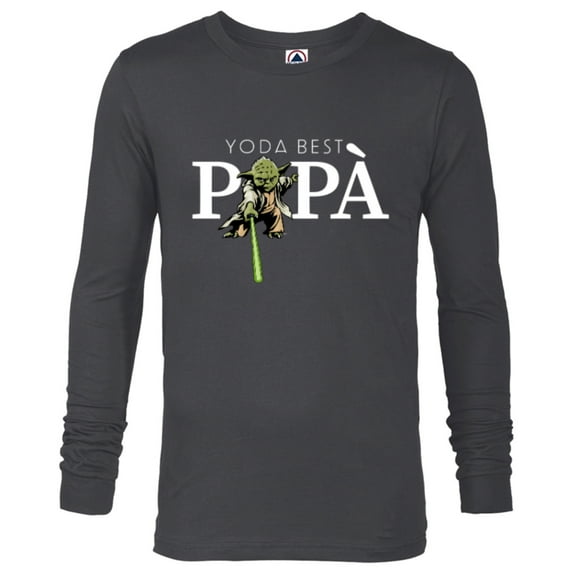Star Wars Yoda Lightsaber Best Papà La Festa del Papà - Long Sleeve T-Shirt for Men - Customized-Charcoal Heather
