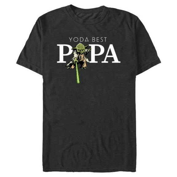Star Wars Yoda Lightsaber Best Papa Birthday Father's Day - Short Sleeve Blended T-Shirt for Adults - Customized-Dark Heather