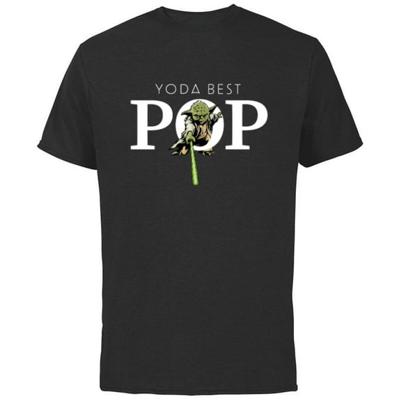 Star Wars Yoda Lightsaber Best Pop Birthday Father's Day - Short Sleeve Cotton T-Shirt for Adults - Customized-Black