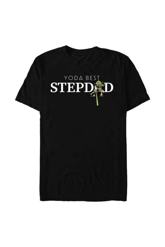 Yoda Lightsaber Best Stepdad Birthday Father's Day - Short Sleeve Blended T-Shirt for Adults - Customized-Black