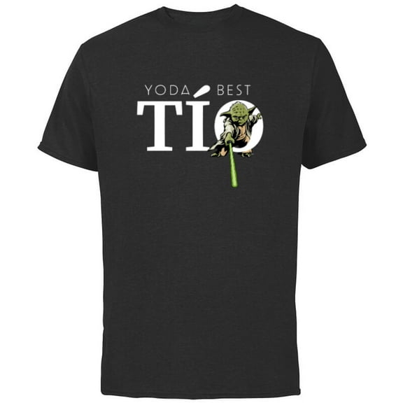 Star Wars Yoda Lightsaber Best Tío Birthday Día del Padre - Short Sleeve Cotton T-Shirt for Adults - Customized-Black