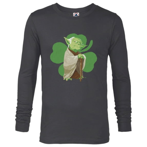 Star Wars Yoda Lucky Shamrock St. Patrick’s Day - Long Sleeve T-Shirt for Men - Customized-Charcoal Heather