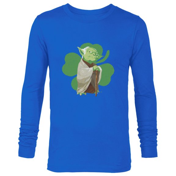 Star Wars Yoda Lucky Shamrock St. Patrick’s Day - Long Sleeve T-Shirt for Men - Customized-Royal