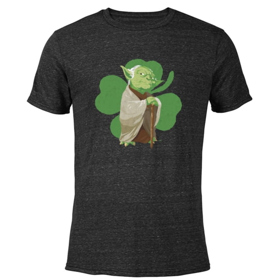 Star Wars Yoda Lucky Shamrock St. Patrick’s Day - Short Sleeve Blended T-Shirt for Adults - Customized-Black