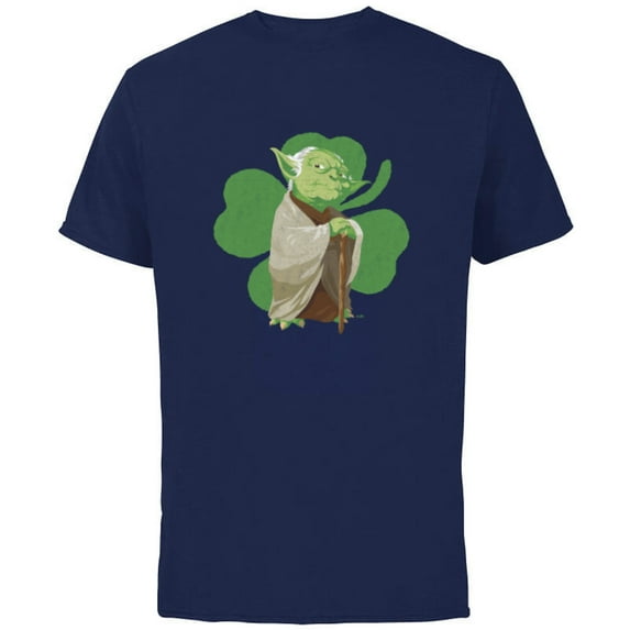 Star Wars Yoda Lucky Shamrock St. Patrick’s Day - Short Sleeve Cotton T-Shirt for Adults - Customized-Navy
