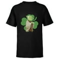 thumbnail image 1 of Star Wars Yoda Lucky Shamrock St. Patrick’s Day - Short Sleeve T-Shirt for Kids - Customized-Black, 1 of 5