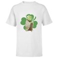 thumbnail image 1 of Star Wars Yoda Lucky Shamrock St. Patrick’s Day - Short Sleeve T-Shirt for Kids - Customized-White, 1 of 5