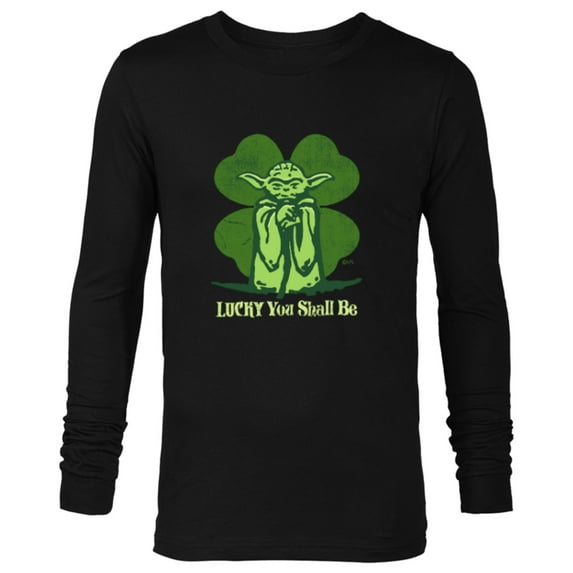 Star Wars Yoda Lucky You Shall Be St. Patrick’s Day - Long Sleeve T-Shirt for Men - Customized-Black