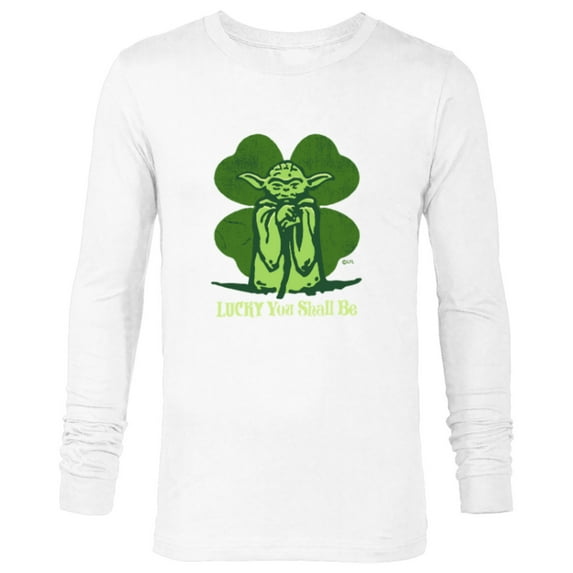 Star Wars Yoda Lucky You Shall Be St. Patrick’s Day - Long Sleeve T-Shirt for Men - Customized-White