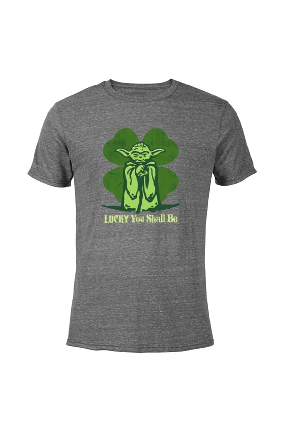 Yoda Lucky You Shall Be St. Patrick’s Day - Short Sleeve Blended T-Shirt for Adults - Customized-Dark Heather