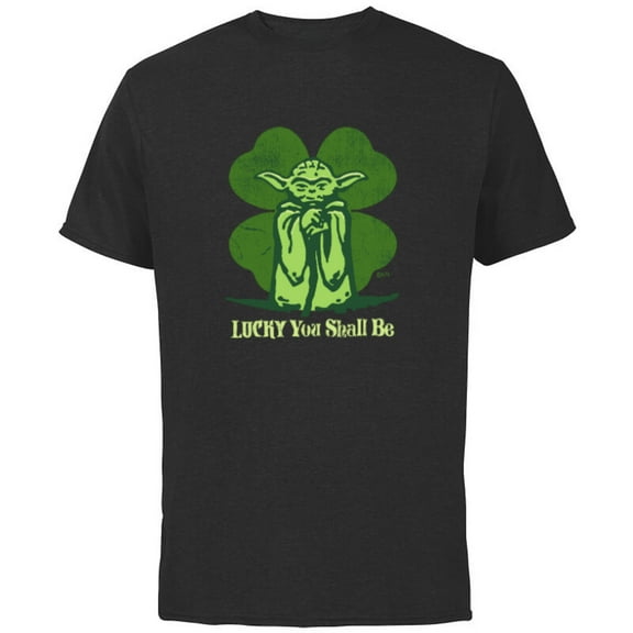 Star Wars Yoda Lucky You Shall Be St. Patrick’s Day - Short Sleeve Cotton T-Shirt for Adults - Customized-Black