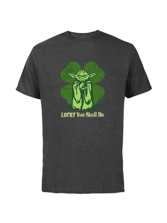 Yoda Lucky You Shall Be St. Patrick’s Day - Short Sleeve Cotton T-Shirt for Adults - Customized-Charcoal