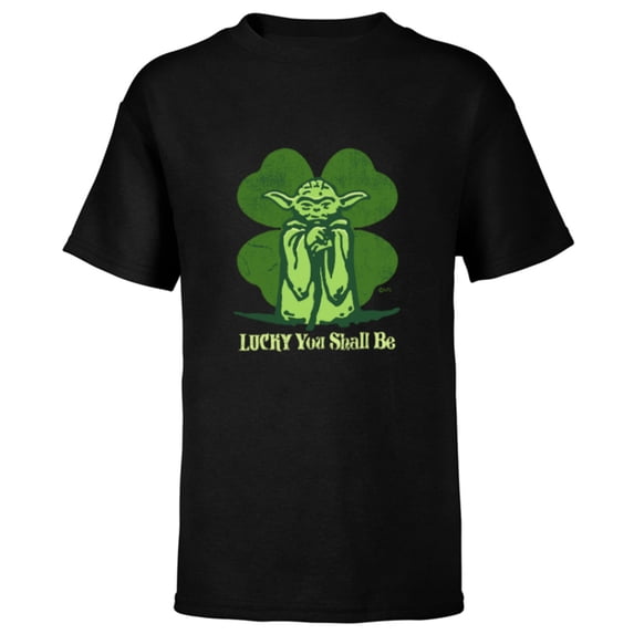 Star Wars Yoda Lucky You Shall Be St. Patrick’s Day - Short Sleeve T-Shirt for Kids - Customized-Black