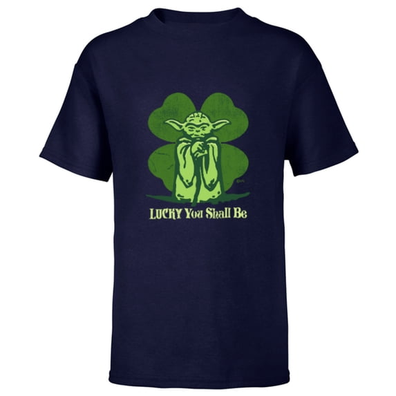 Star Wars Yoda Lucky You Shall Be St. Patrick’s Day - Short Sleeve T-Shirt for Kids - Customized-Navy