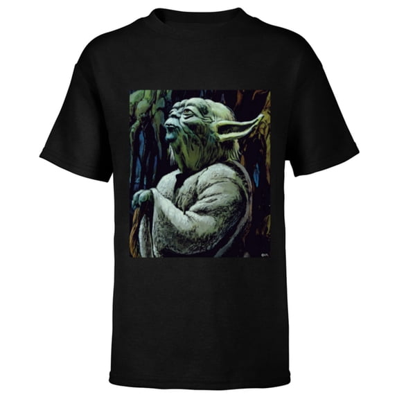 Star Wars Yoda Meditation on Dagobah Ralph McQuarrie - Short Sleeve T-Shirt for Kids - Customized-Black