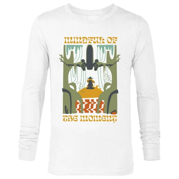 Star Wars Yoda Mindful of the Moment Retro - Long Sleeve T-Shirt for Men - Customized-White