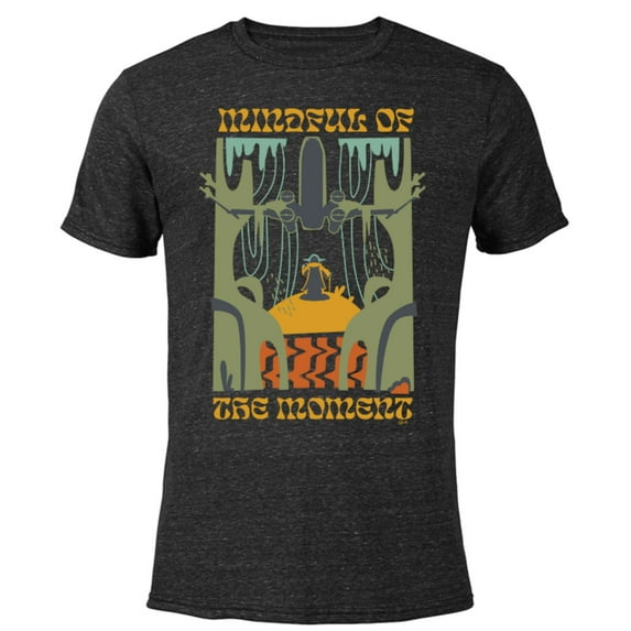 Star Wars Yoda Mindful of the Moment Retro - Short Sleeve Blended T-Shirt for Adults - Customized-Black