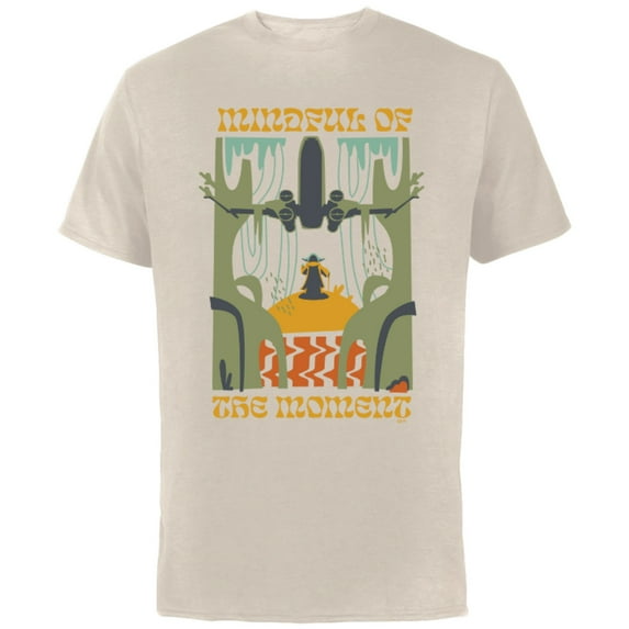 Star Wars Yoda Mindful of the Moment Retro - Short Sleeve Cotton T-Shirt for Adults - Customized-Natural