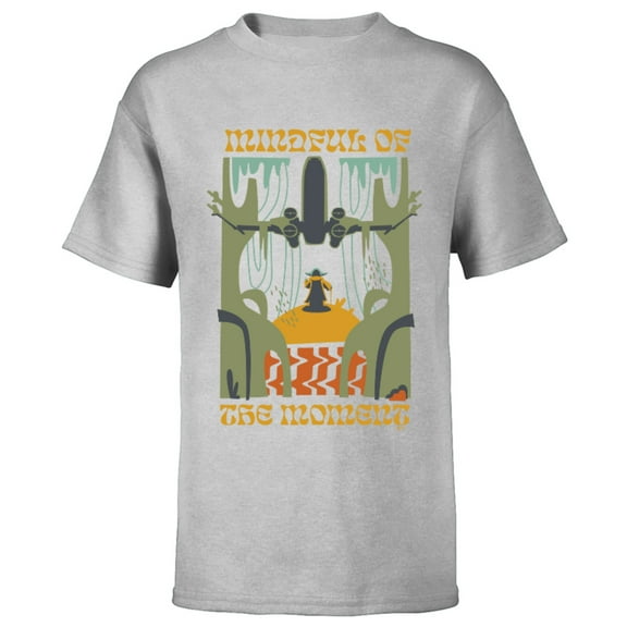 Star Wars Yoda Mindful of the Moment Retro - Short Sleeve T-Shirt for Kids - Customized-Athletic Heather