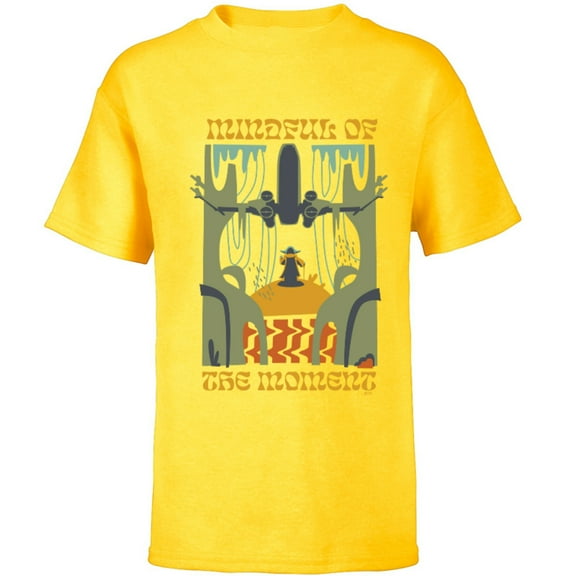 Star Wars Yoda Mindful of the Moment Retro - Short Sleeve T-Shirt for Kids - Customized-Yellow