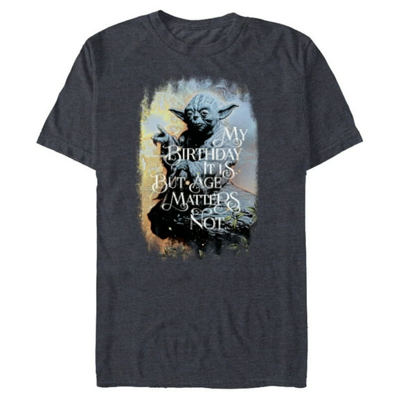 Star Wars Yoda “My Birthday It Is But Age Matters Not” - Short Sleeve Blended T-Shirt for Adults - Customized-Navy Heather