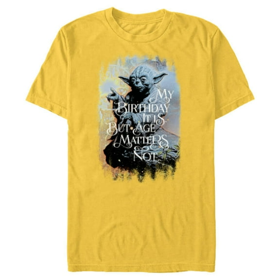 Star Wars Yoda “My Birthday It Is But Age Matters Not” - Short Sleeve Blended T-Shirt for Adults - Customized-Yellow