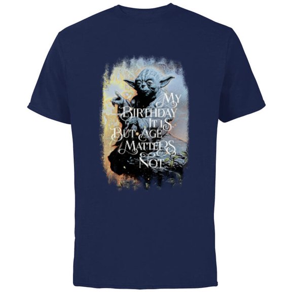Star Wars Yoda “My Birthday It Is But Age Matters Not” - Short Sleeve Cotton T-Shirt for Adults - Customized-Athletic Navy