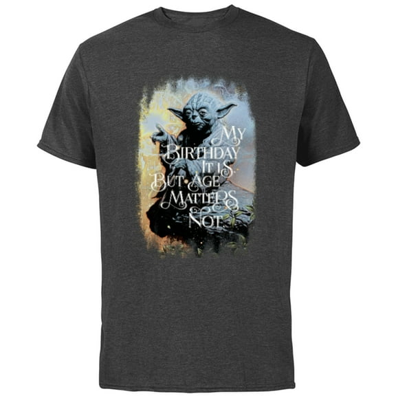 Star Wars Yoda “My Birthday It Is But Age Matters Not” - Short Sleeve Cotton T-Shirt for Adults - Customized-Charcoal