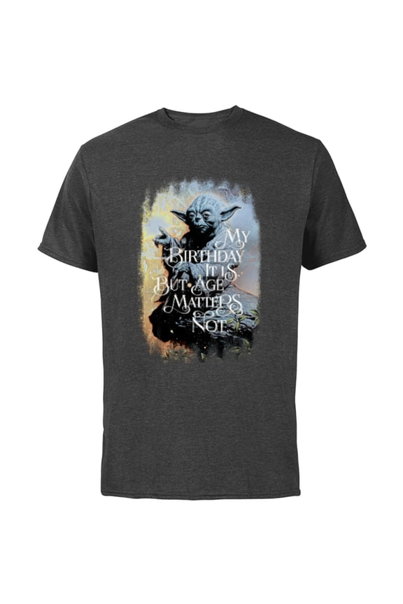 Yoda “My Birthday It Is But Age Matters Not” - Short Sleeve Cotton T-Shirt for Adults - Customized-Charcoal