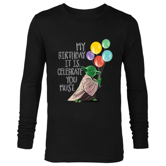 Star Wars Yoda “My Birthday It Is, Celebrate You Must” - Long Sleeve T-Shirt for Men - Customized-Black