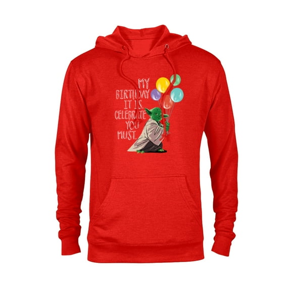 Star Wars Yoda “My Birthday It Is, Celebrate You Must” - Pullover Hoodie for Adults - Customized-Red