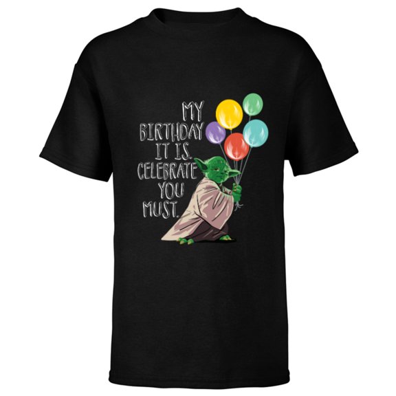 Star Wars Yoda “My Birthday It Is, Celebrate You Must” - Short Sleeve T-Shirt for Kids - Customized-Black