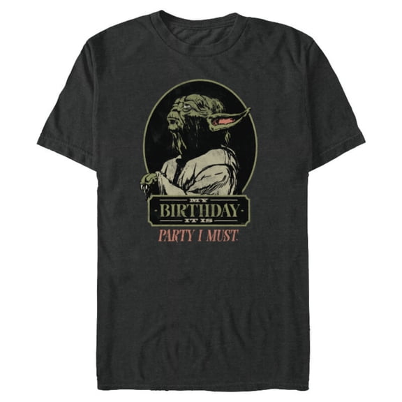 Star Wars Yoda “My Birthday It Is, Party I Must” Distressed - Short Sleeve Blended T-Shirt for Adults - Customized-Dark Heather
