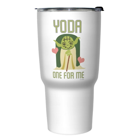Star Wars Yoda One For Me Cartoon Stainless Steel Tumbler w/Lid White 27 oz.
