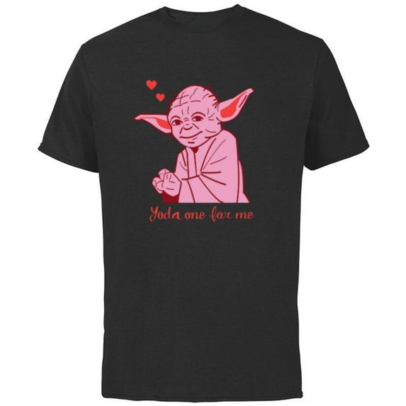 Star Wars Yoda One for Me Valentine’s Day Love Sweet Heart - Short Sleeve Cotton T-Shirt for Adults - Customized-Black