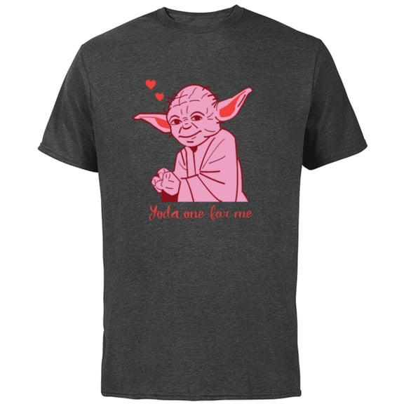 Star Wars Yoda One for Me Valentine’s Day Love Sweet Heart - Short Sleeve Cotton T-Shirt for Adults - Customized-Charcoal