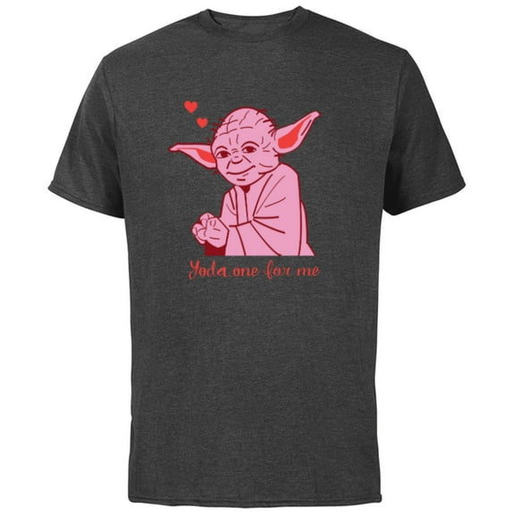 Star Wars Yoda One for Me Valentine’s Day Love Sweet Heart - Short Sleeve Cotton T-Shirt for Adults - Customized-Charcoal