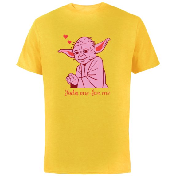 Star Wars Yoda One for Me Valentine’s Day Love Sweet Heart - Short Sleeve Cotton T-Shirt for Adults - Customized-Yellow