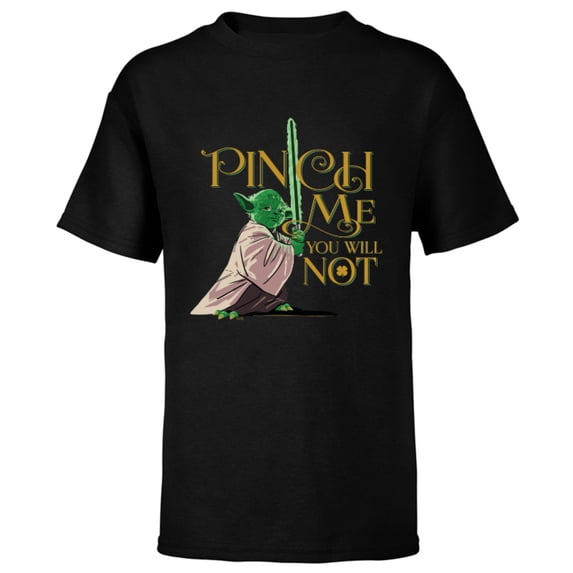 Star Wars Yoda Pinch Me You Will Not - Short Sleeve T-Shirt for Kids - Customized-Black