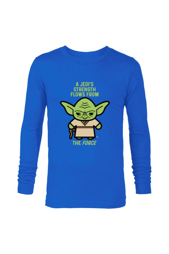 Yoda Quote A Jedi’s Strength Flows from the Force - Long Sleeve T-Shirt for Men - Customized-Navy