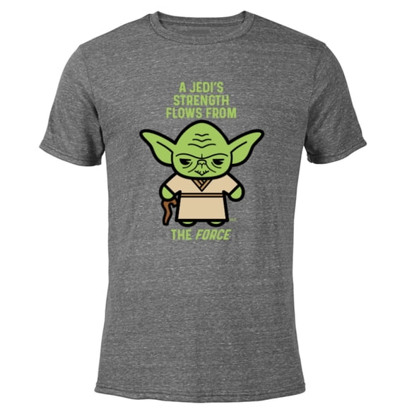 Star Wars Yoda Quote A Jedi’s Strength Flows from the Force - Short Sleeve Blended T-Shirt for Adults - Customized-Dark Heather