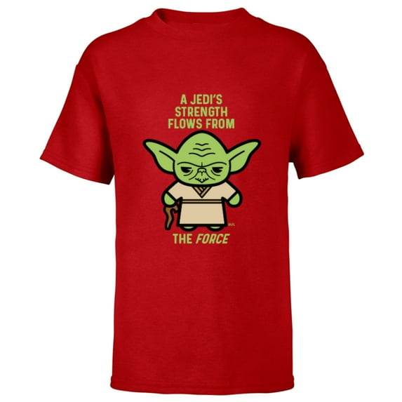 Star Wars Yoda Quote A Jedi’s Strength Flows from the Force - Short Sleeve T-Shirt for Kids - Customized-Red