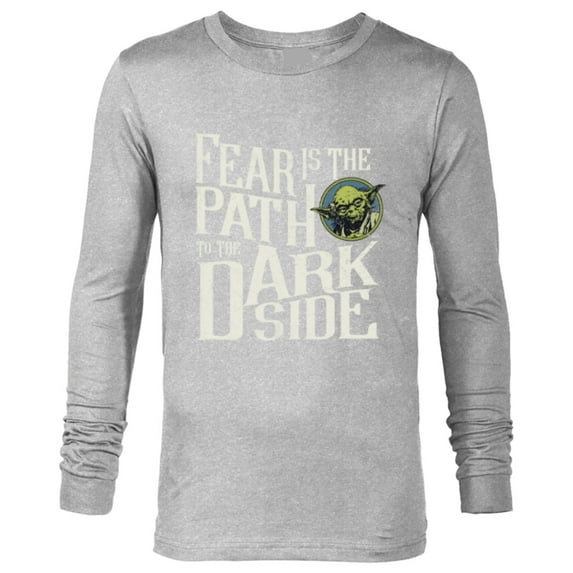 Star Wars Yoda Quote Fear is the Path to the Dark Side - Long Sleeve T-Shirt for Men - Customized-Athletic Heather
