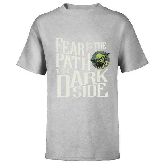 Star Wars Yoda Quote Fear is the Path to the Dark Side - Short Sleeve T-Shirt for Kids - Customized-Athletic Heather