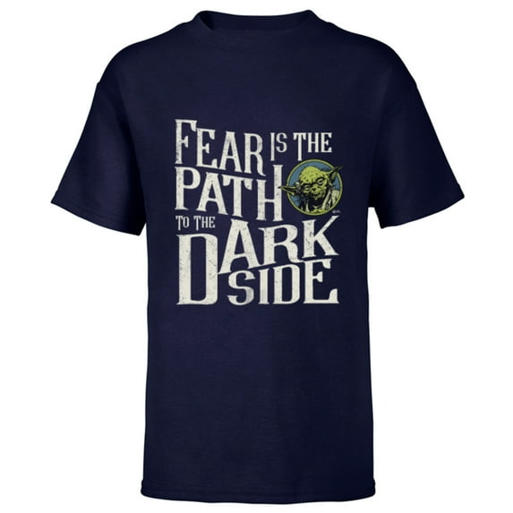 Star Wars Yoda Quote Fear is the Path to the Dark Side - Short Sleeve T-Shirt for Kids - Customized-Navy