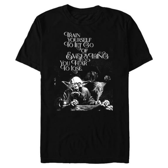Star Wars Yoda Quote Let Go of Everything You Fear to Lose - Short Sleeve Blended T-Shirt for Adults - Customized-Black