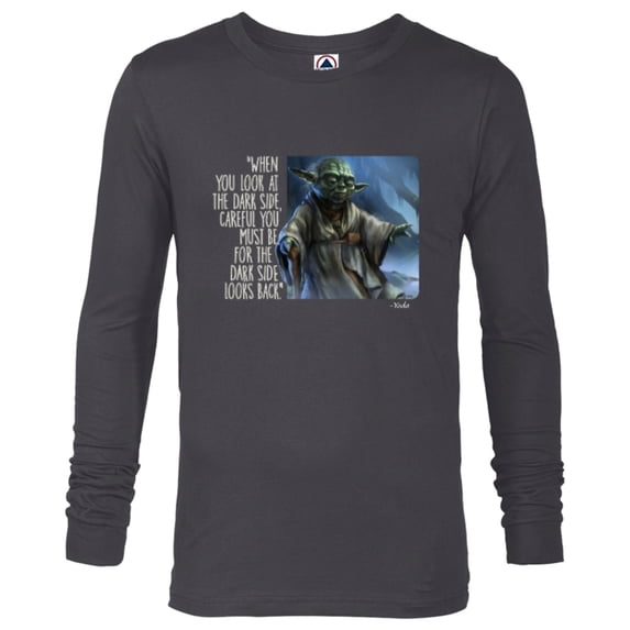 Star Wars Yoda Quote When You Look at the Dark Side - Long Sleeve T-Shirt for Men - Customized-Charcoal Heather