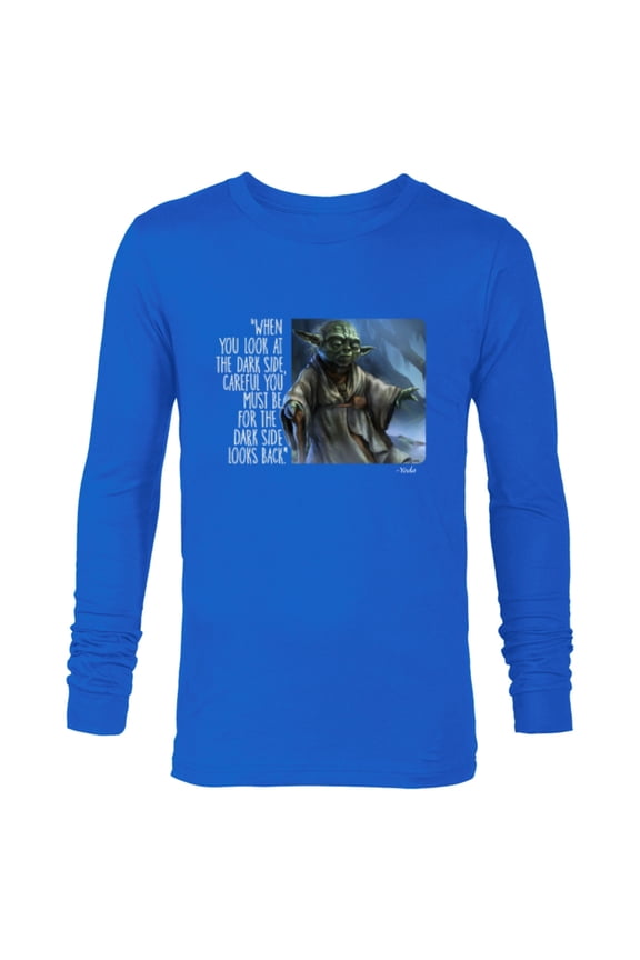 Yoda Quote When You Look at the Dark Side - Long Sleeve T-Shirt for Men - Customized-Navy